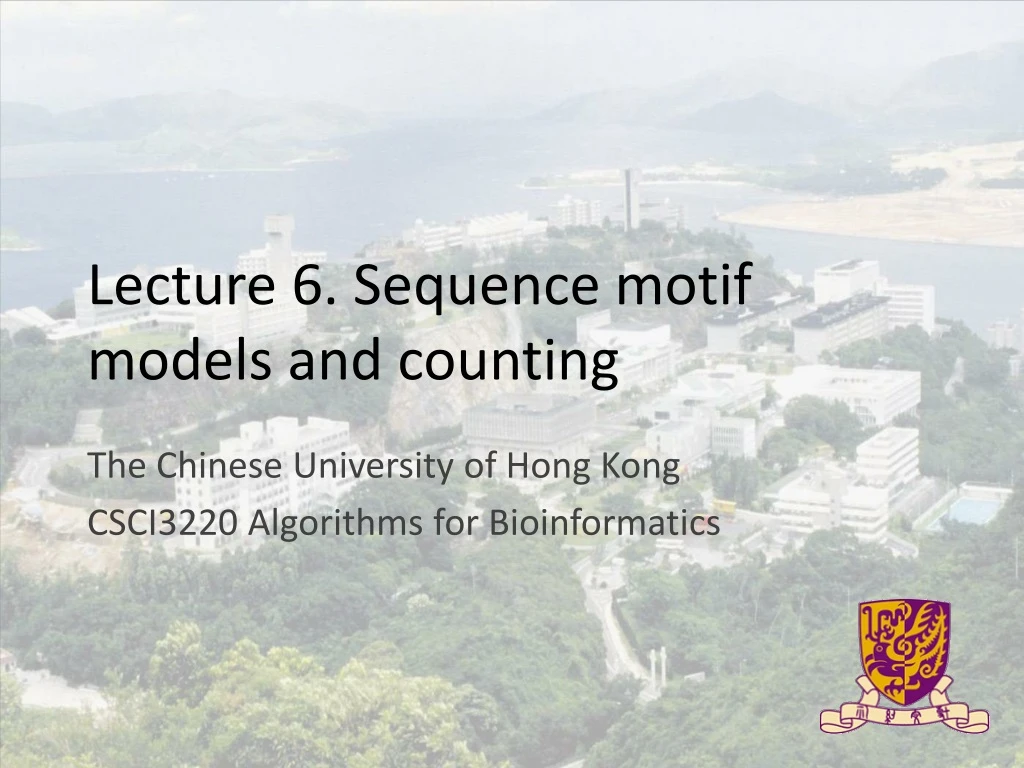 lecture 6 sequence motif models and counting