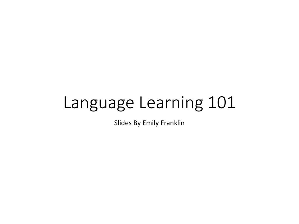language learning 101