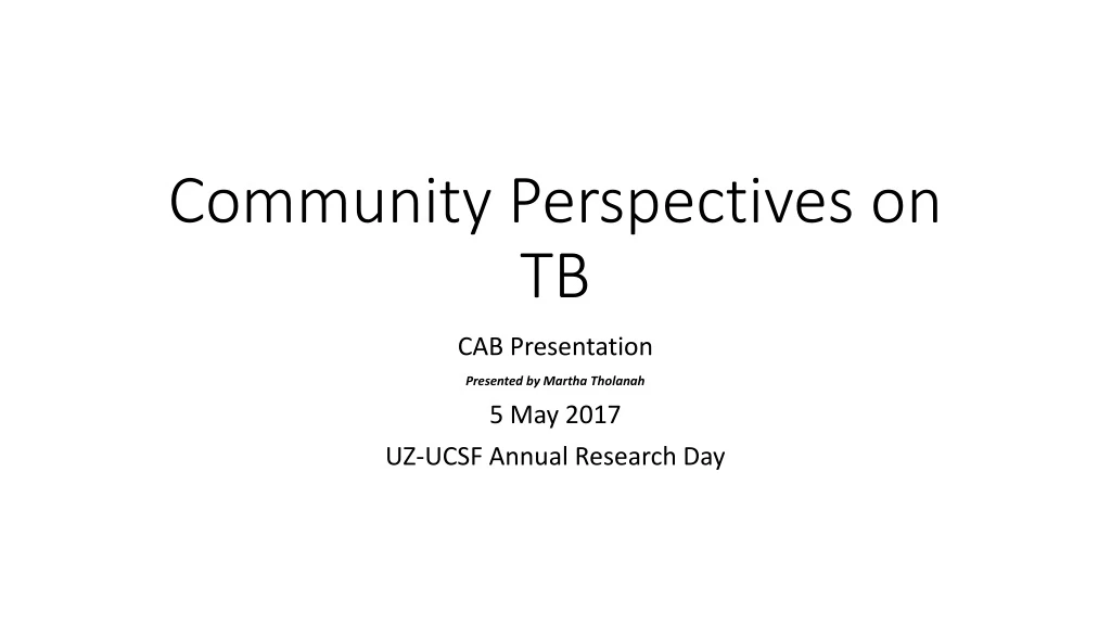 community perspectives on tb