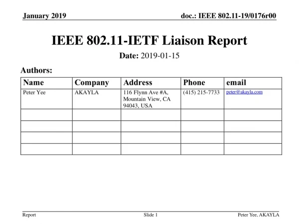 IEEE 802.11-IETF Liaison Report