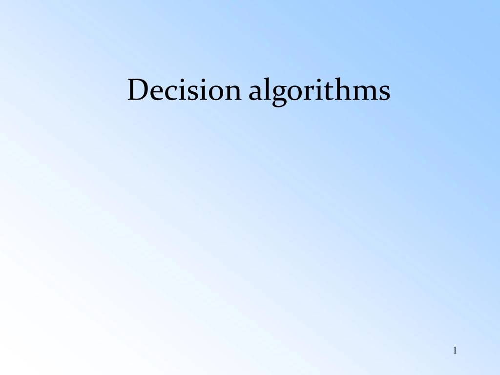 decision algorithms