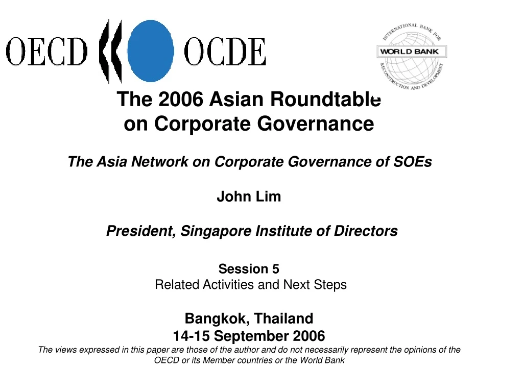 the 2006 asian roundtable on corporate governance