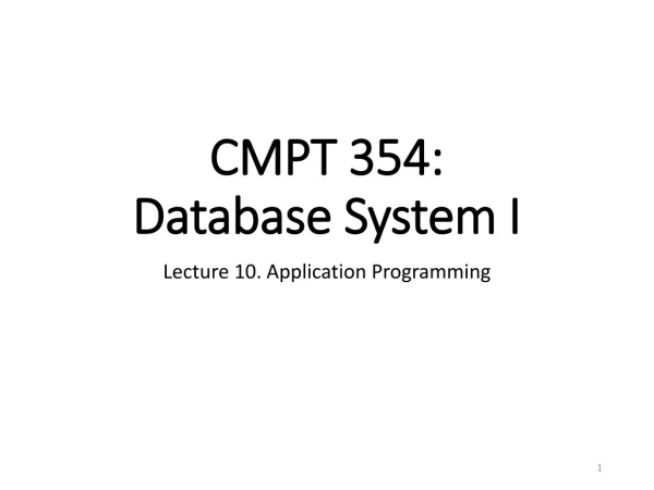 CMPT 354: Database System I