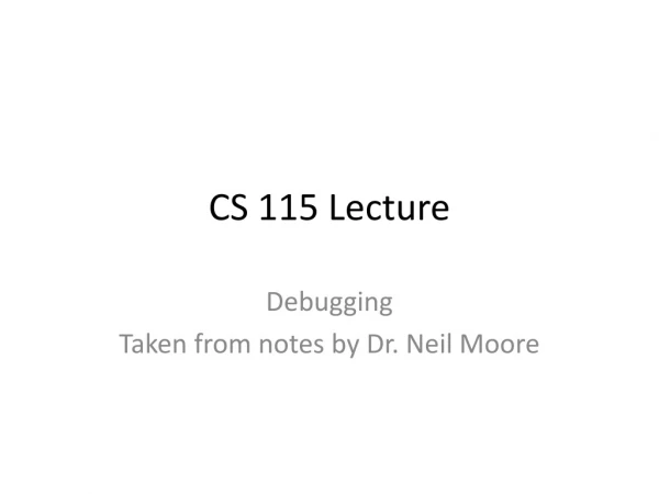 CS 115 Lecture