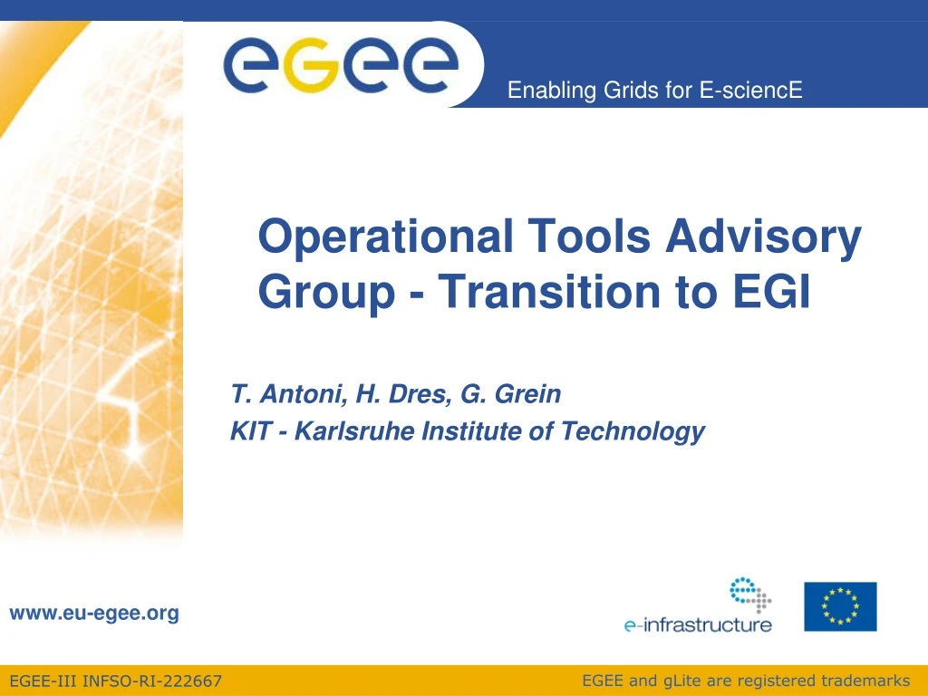 operational tools advisory group transition to egi