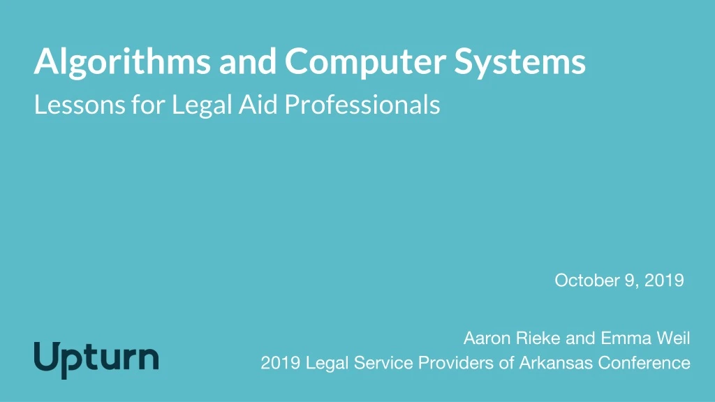 algorithms and computer systems lessons for legal