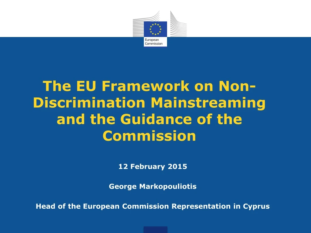 the eu framework on non discrimination mainstreaming and the guidance of the commission