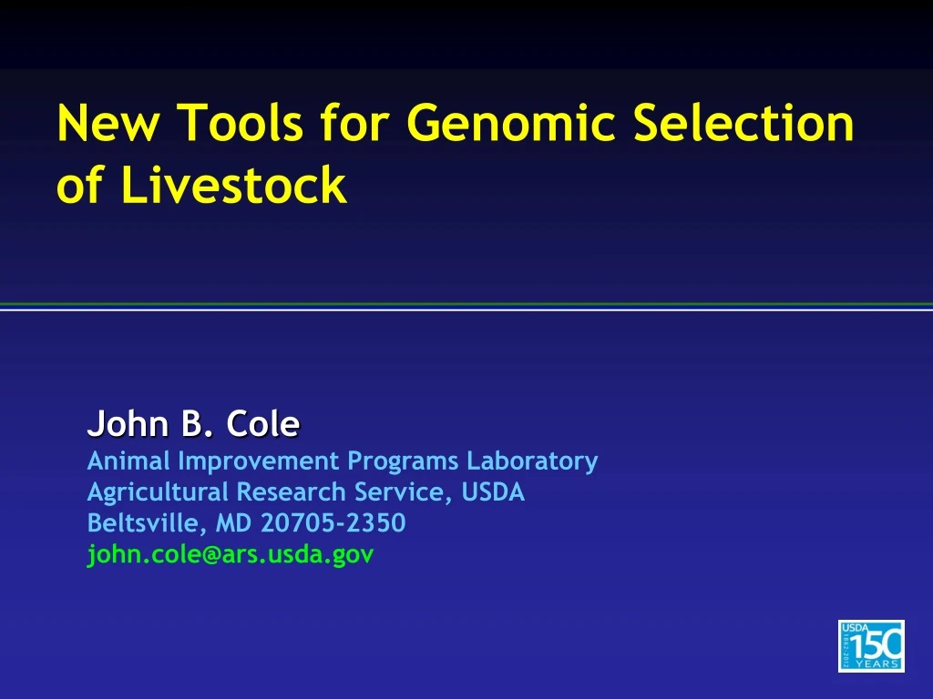 new tools for genomic selection of livestock