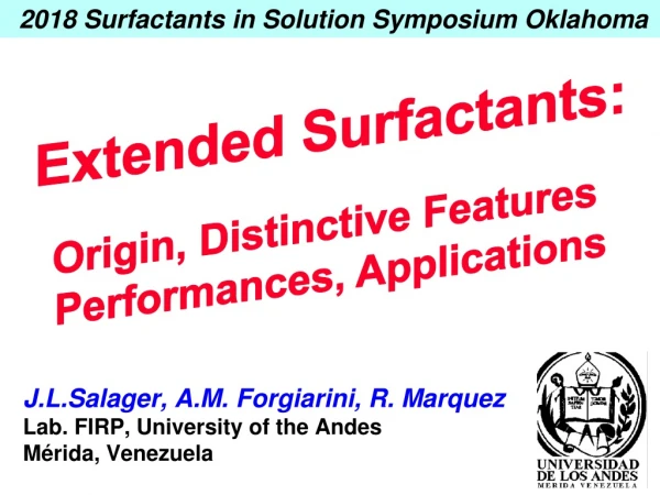 J.L.Salager , A.M. Forgiarini , R. Marquez Lab. FIRP, University of the Andes Mérida, Venezuela