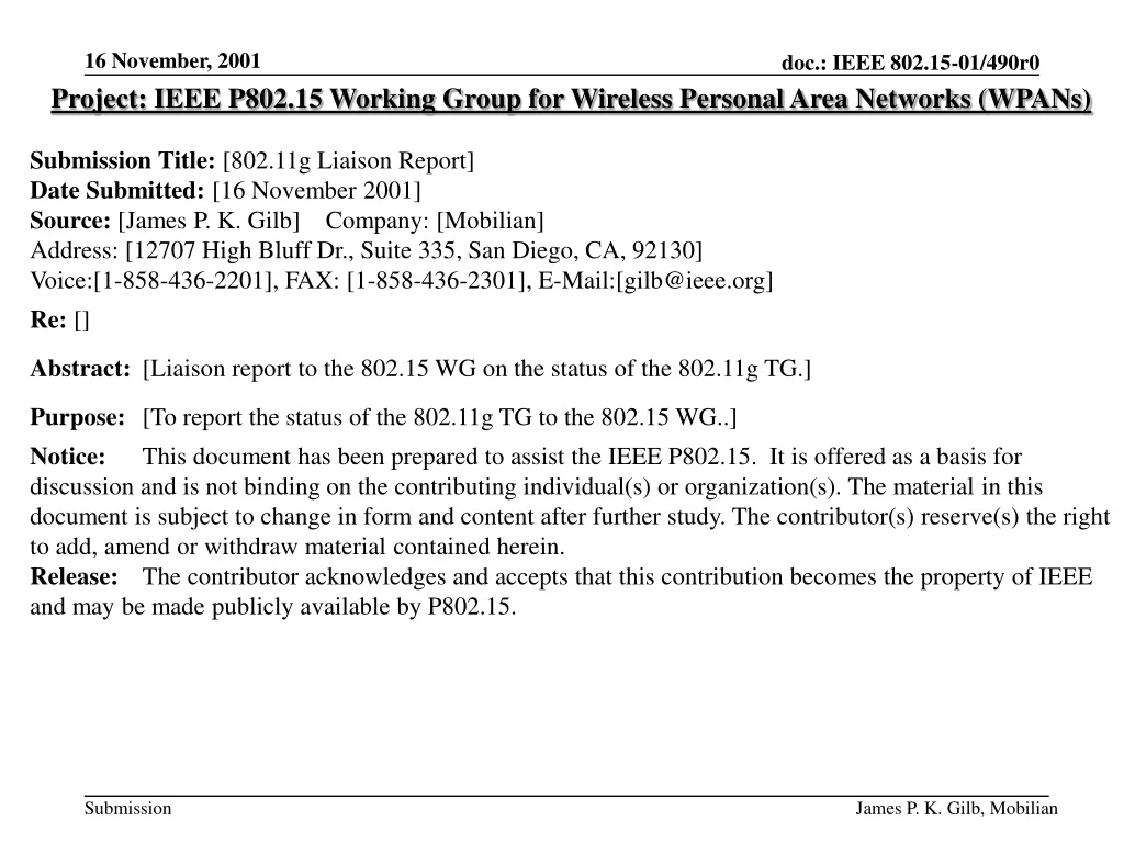 project ieee p802 15 working group for wireless