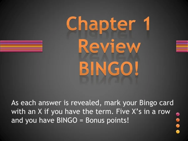 Chapter 1 Review BINGO!