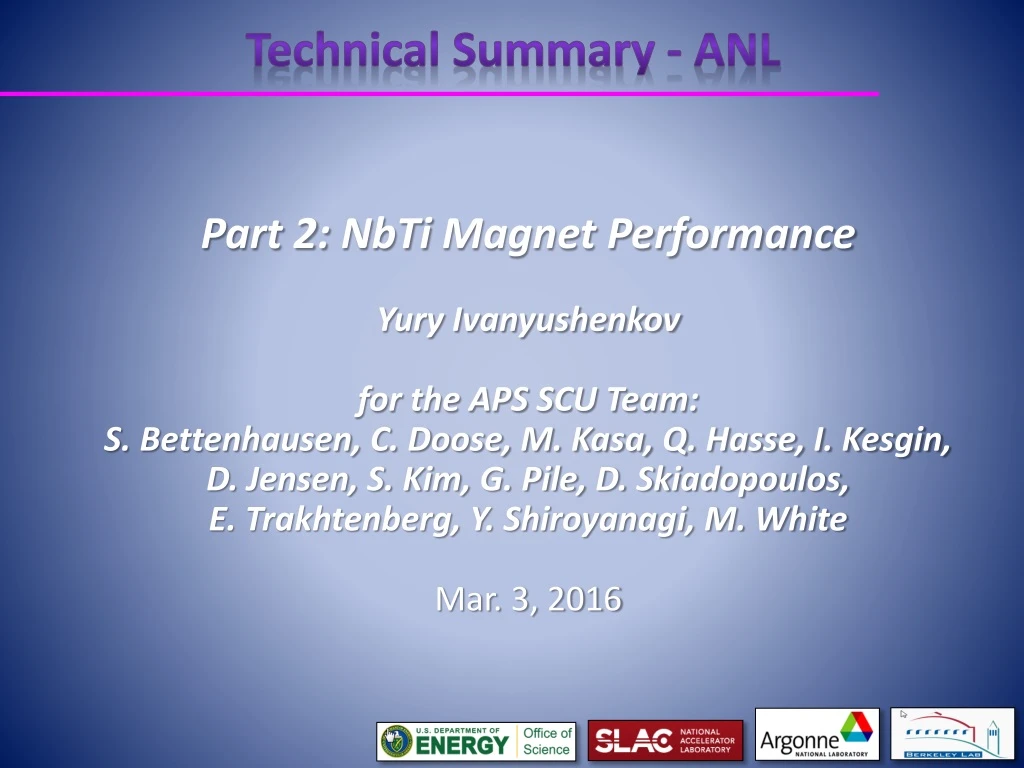 technical summary anl