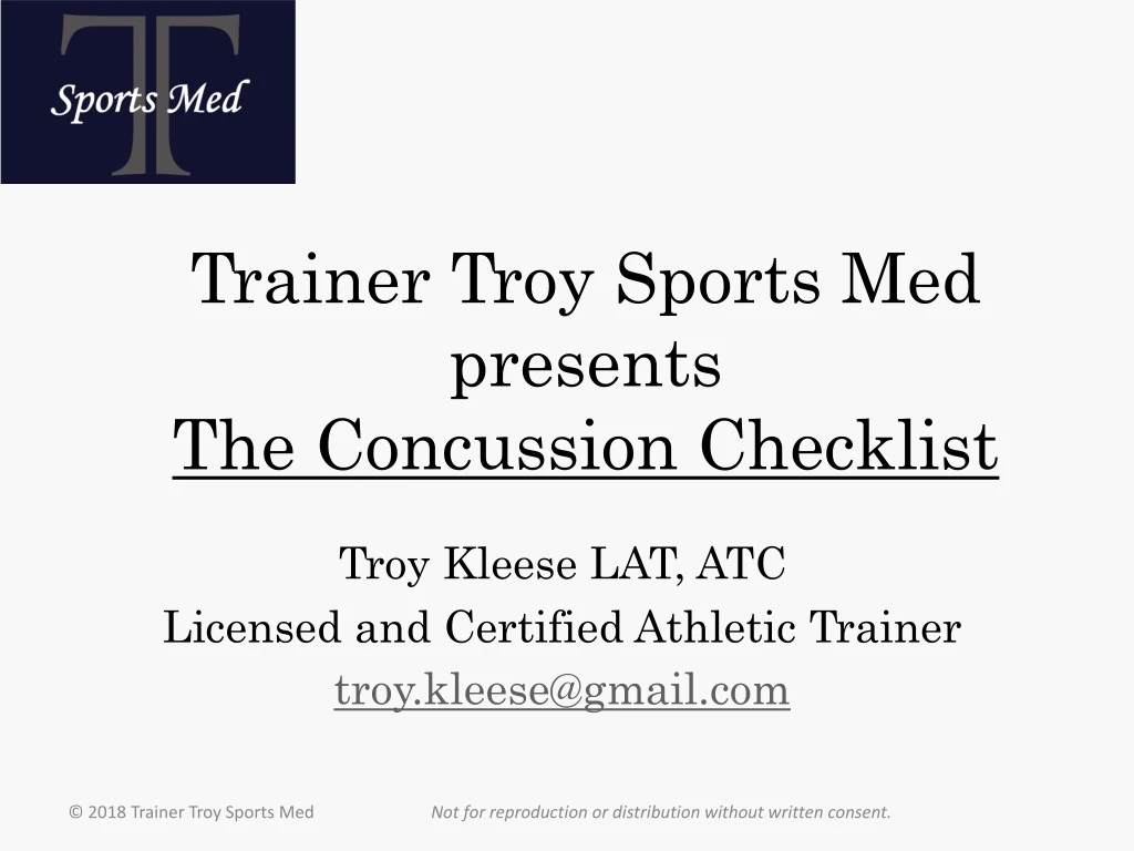 trainer troy sports med presents the concussion checklist