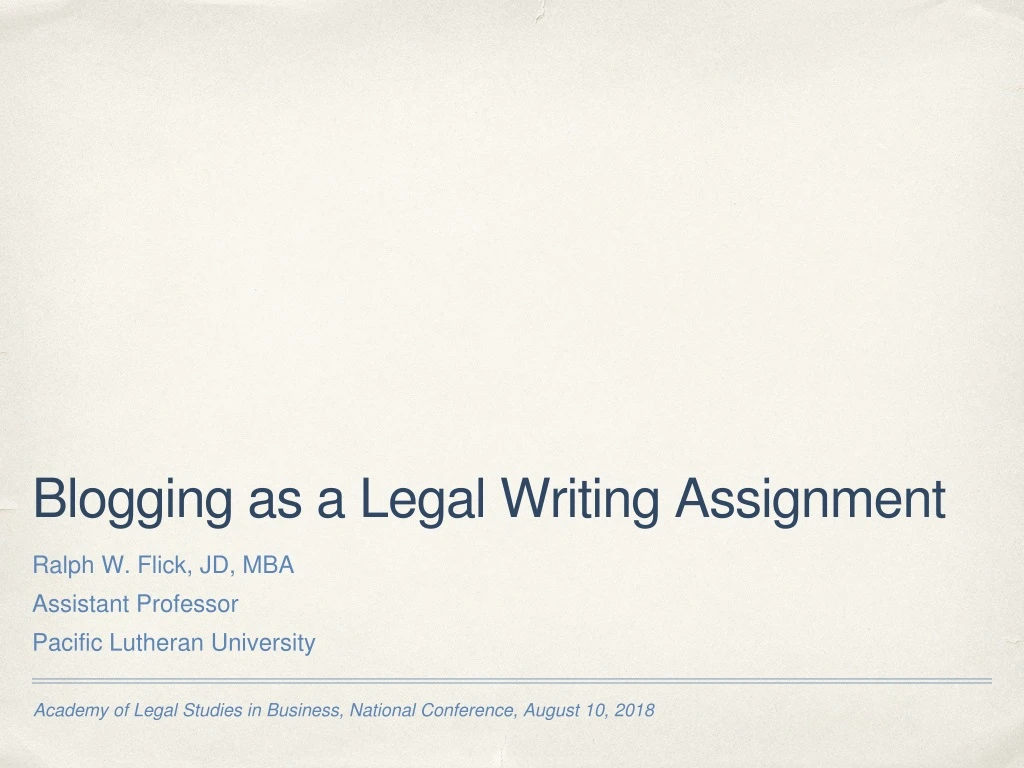 blogging as a legal writing assignment