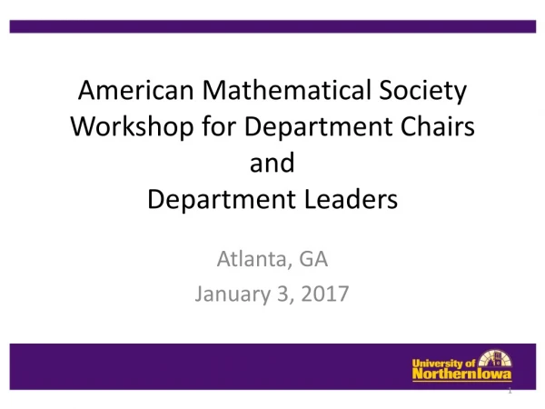 American Mathematical Society Workshop for Department Chairs and Department Leaders