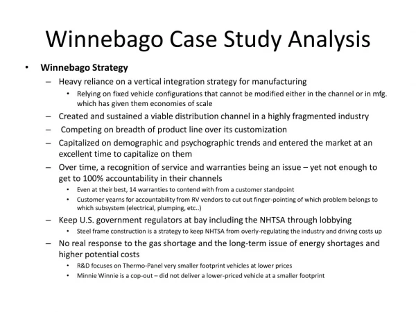 Winnebago Case Study Analysis
