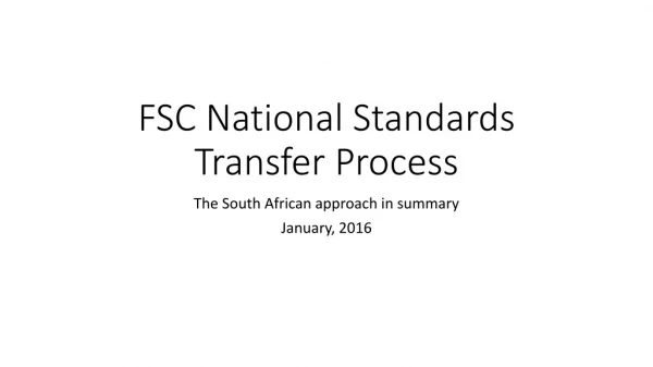 FSC National Standards Transfer Process