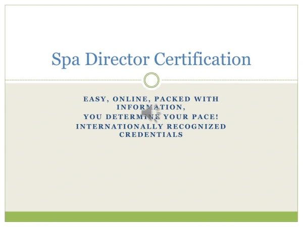 Spa Director Certification