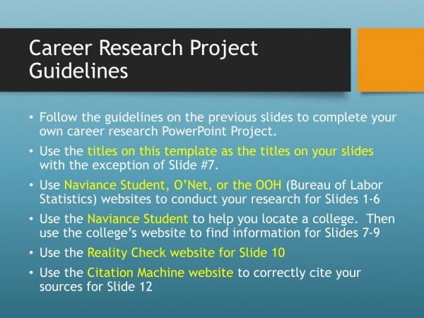 Career Research Project Guidelines