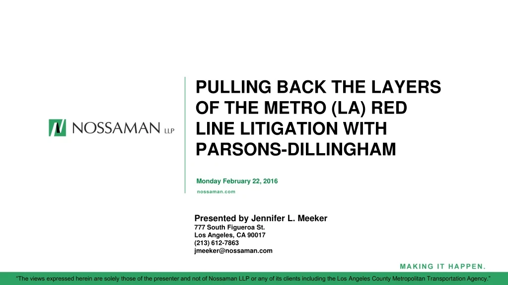 pulling back the layers of the metro la red line litigation with parsons dillingham