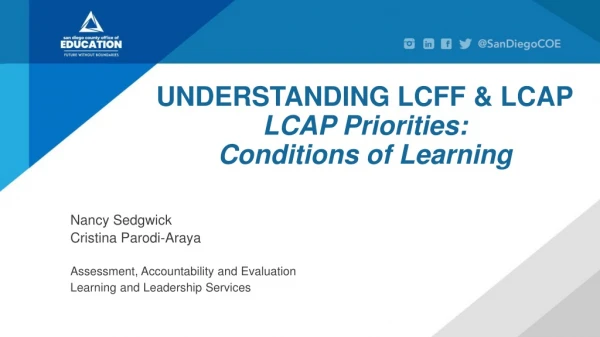 UNDERSTANDING LCFF &amp; LCAP LCAP Priorities: Conditions of Learning
