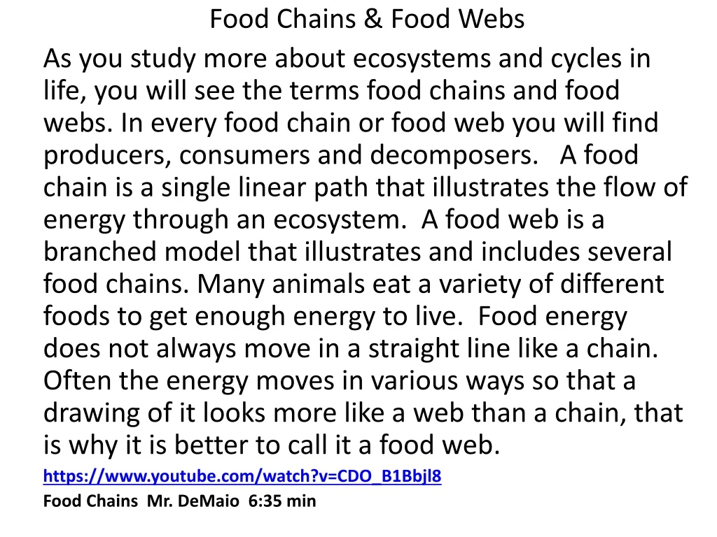 food chains food webs as you study more about