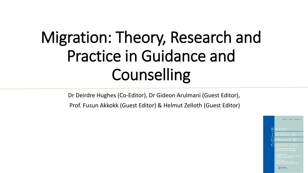 migration theory research and practice in guidance and counselling