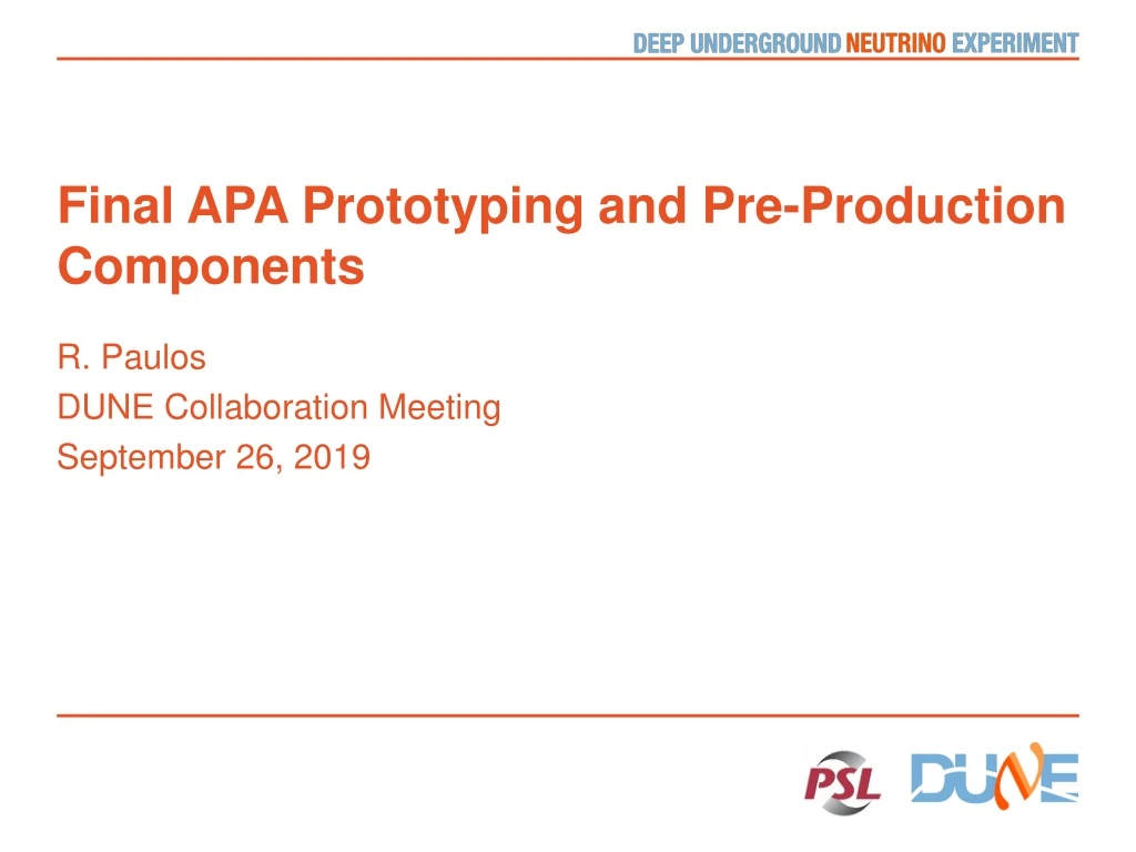final apa prototyping and pre production components