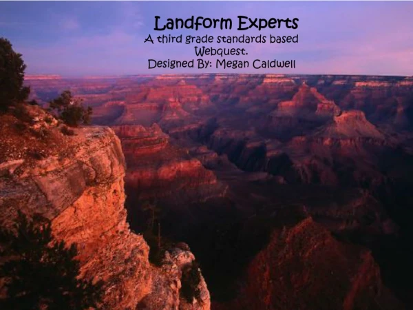 Landform Experts A third grade standards based Webquest . Designed By: Megan Caldwell