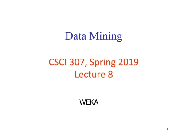 Data Mining CSCI 307, Spring 2019 Lecture 8