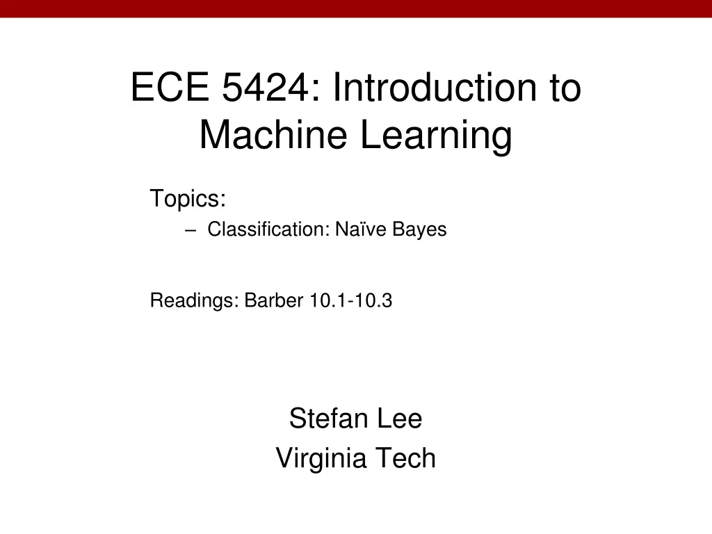 ece 5424 introduction to machine learning