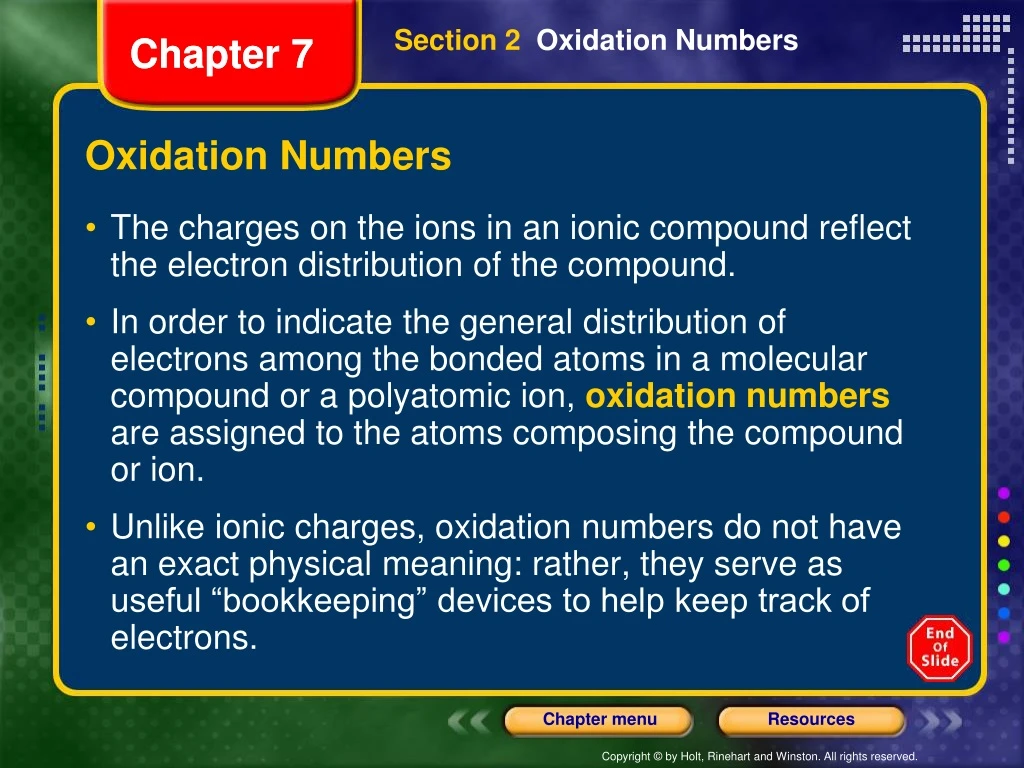 oxidation numbers