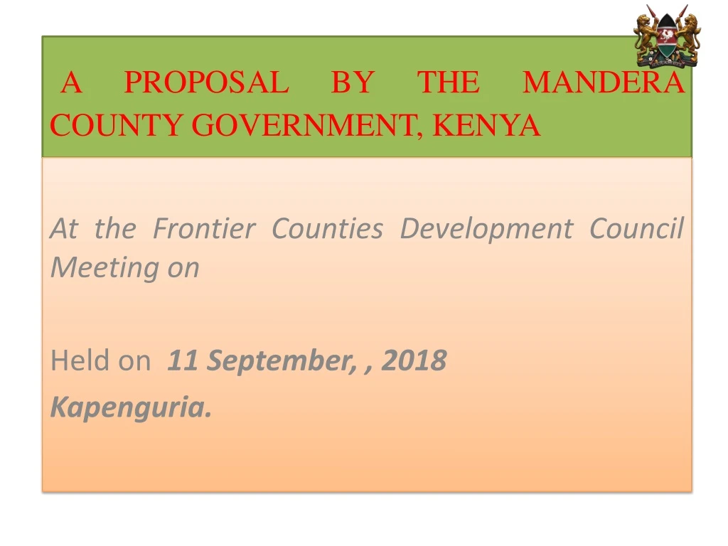 a proposal by the mandera county government kenya