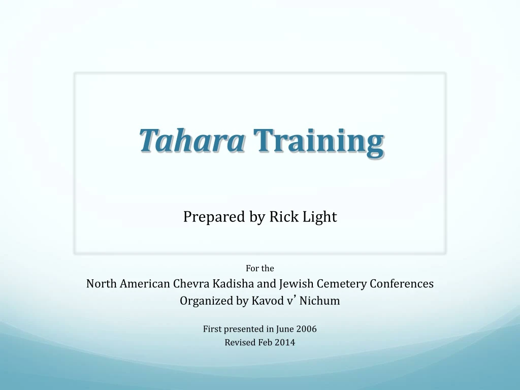 tahara training