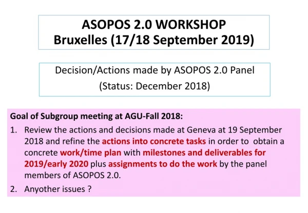 ASOPOS 2.0 WORKSHOP Bruxelles (17/18 September 2019)