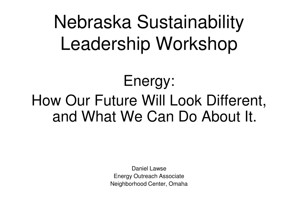 nebraska sustainability leadership workshop