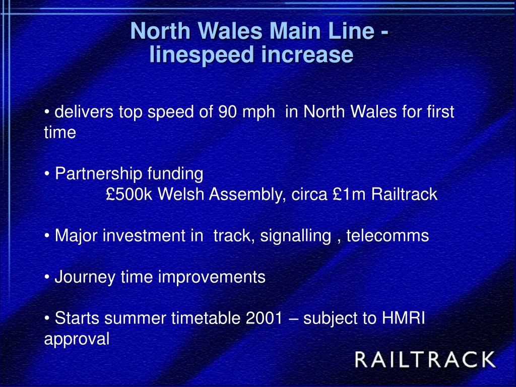 north wales main line linespeed increase