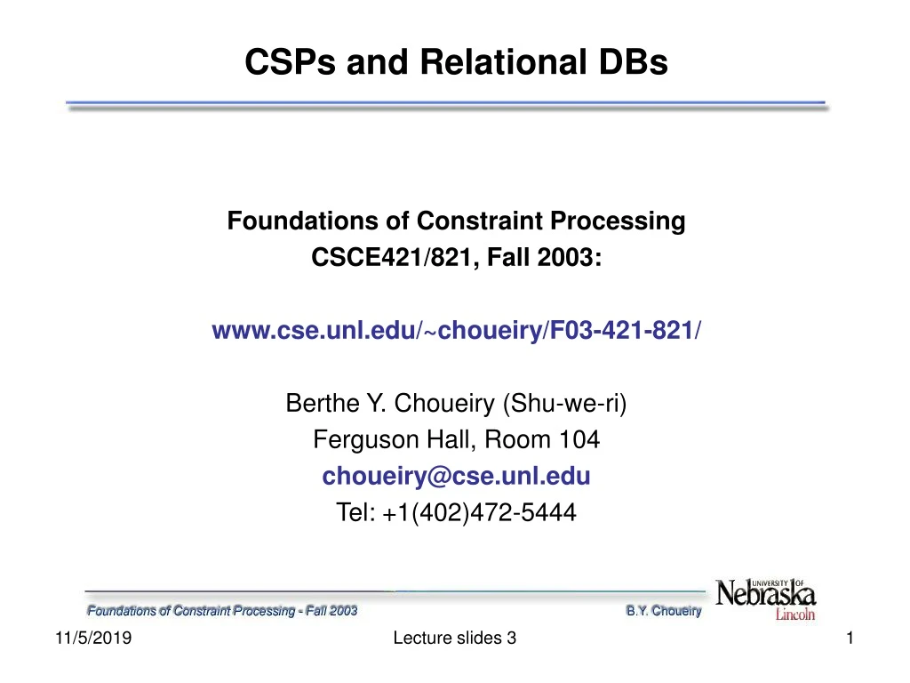 csps and relational dbs foundations of constraint