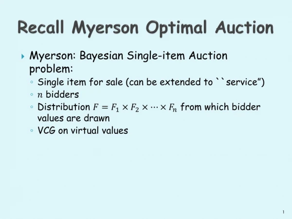 Recall Myerson Optimal Auction