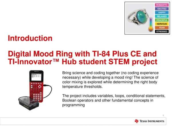 Introduction Digital Mood Ring with TI-84 Plus CE and TI-Innovator™ Hub student STEM project