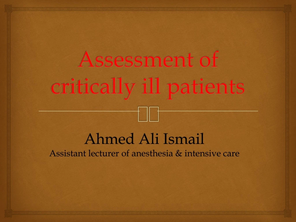 assessment of critically ill patients