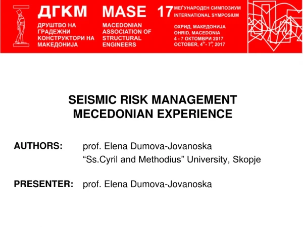 prof. Elena Dumova-Jovanoska “ Ss.Cyril and Methodius” University, Skopje