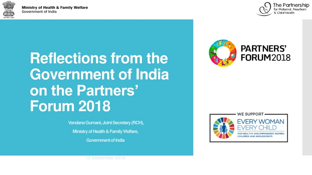 reflections from the government of india on the partners forum 2018