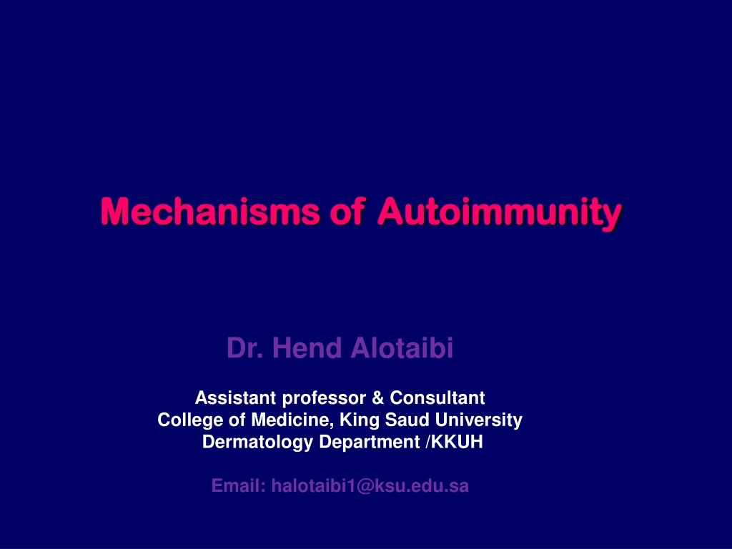 mechanisms of autoimmunity
