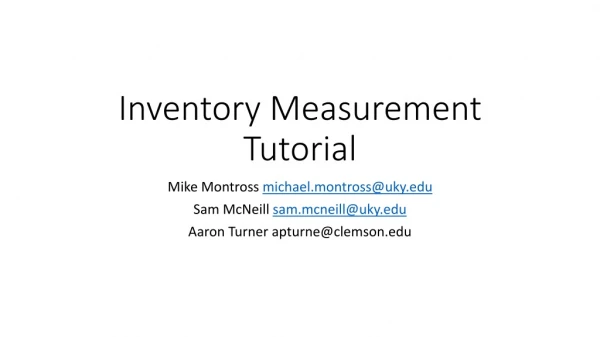 Inventory Measurement Tutorial