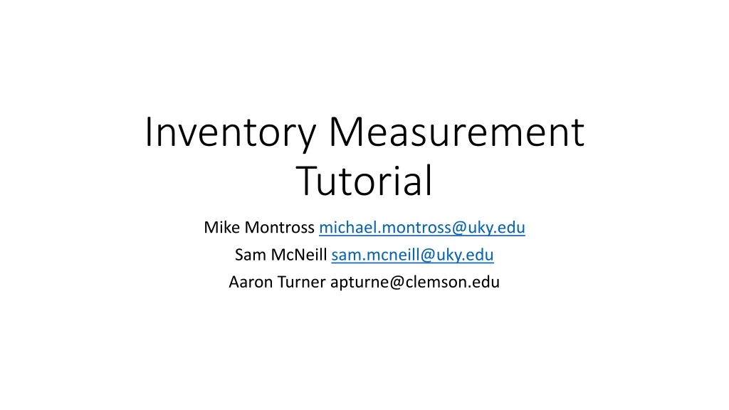 inventory measurement tutorial