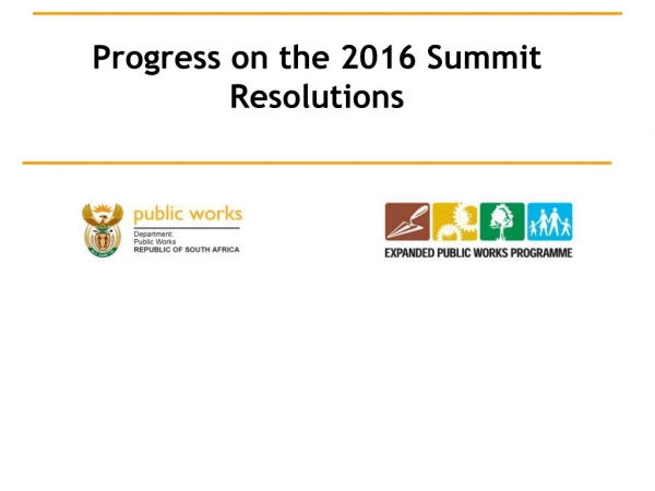Progress on the 2016 Summit Resolutions
