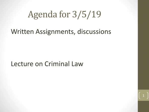 Agenda for 3/5/19