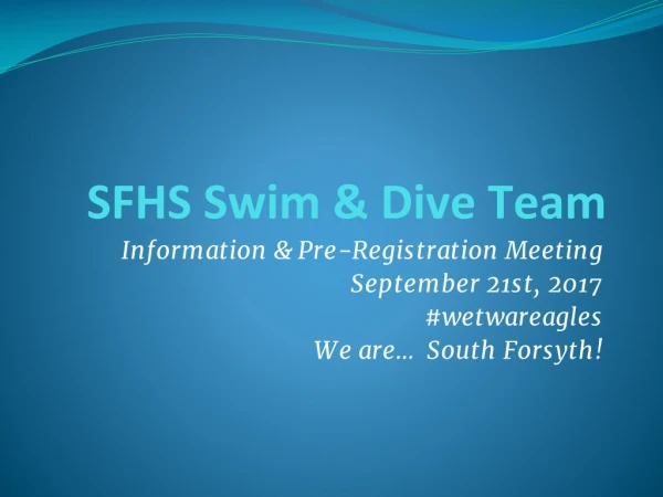SFHS Swim &amp; D ive Team