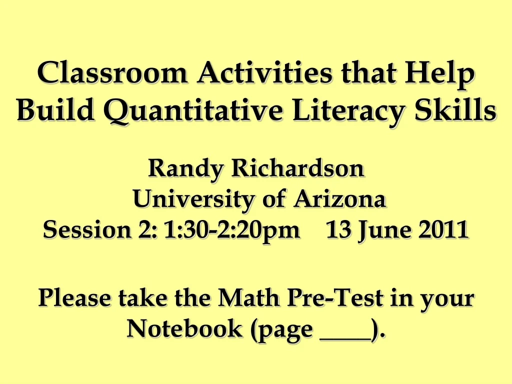 classroom activities that help build quantitative